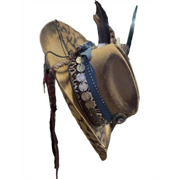 NEW ART BY AMY LABBE women's fedora hat in brown cheetah - Picture 2 of 5